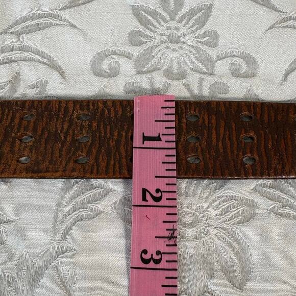 PERFORATED Belt Leather Cognac Brown Sz32 Bodied Chucky Equestrian Country Ranch - Picture 5 of 5